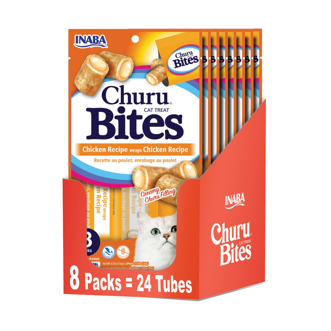 INABA Churu Bites for Cats, Soft/Chewy Baked Chicken Wrapped Churu