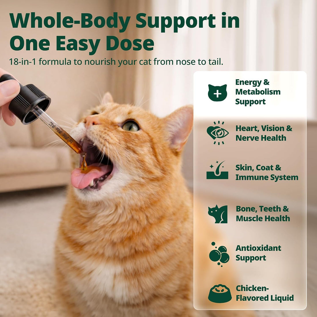 18-in-1 Liquid Multivitamin, Taurine & Lysine for Cats
