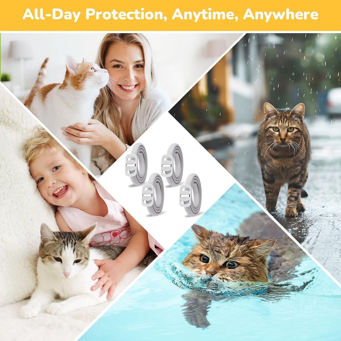 4 Pack Natural Flea Collar for Cats, 32 Months Long Lasting Prevention