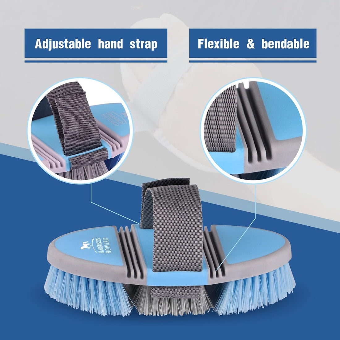 Harrison Howard Flexible Finish Horse Grooming Brush, Bendable Brush
