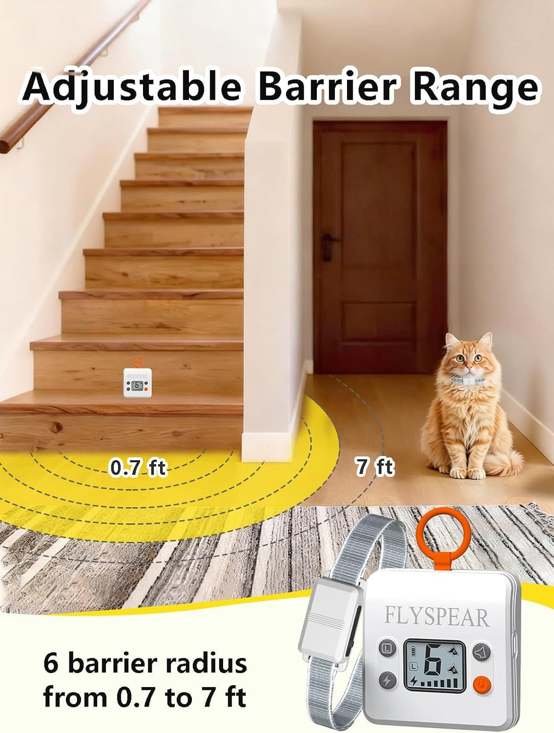FLYSPEAR Extra Receiver Collar for Indoor Wireless Cat Barrier