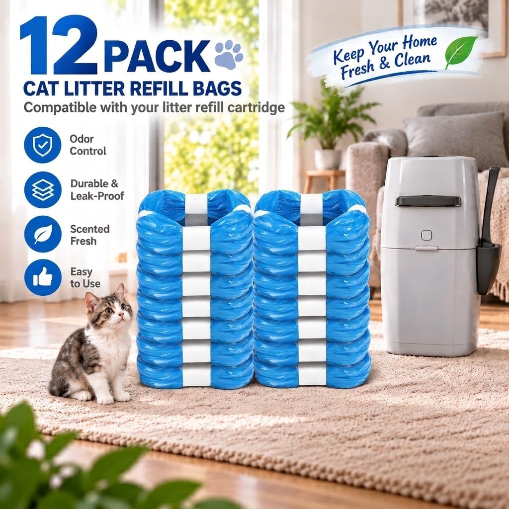 12 Pack Cat Litter refill Bags,Compatible with Genie Litter Refills