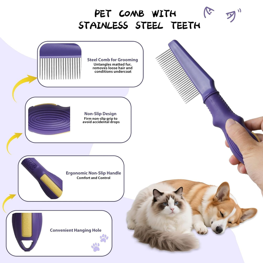 2PCS Pet Grooming and Deshedding Brush Tools