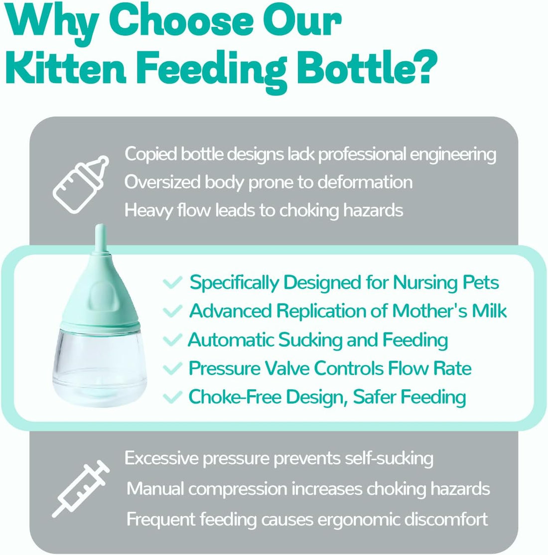 RockTech Ergonomic Kitten Bottle Feeding kit