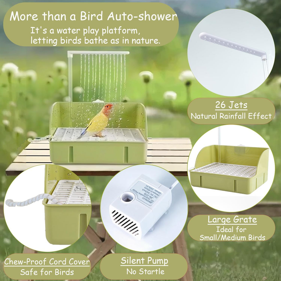 Bird Bath, Automatic Parrot Shower Bath