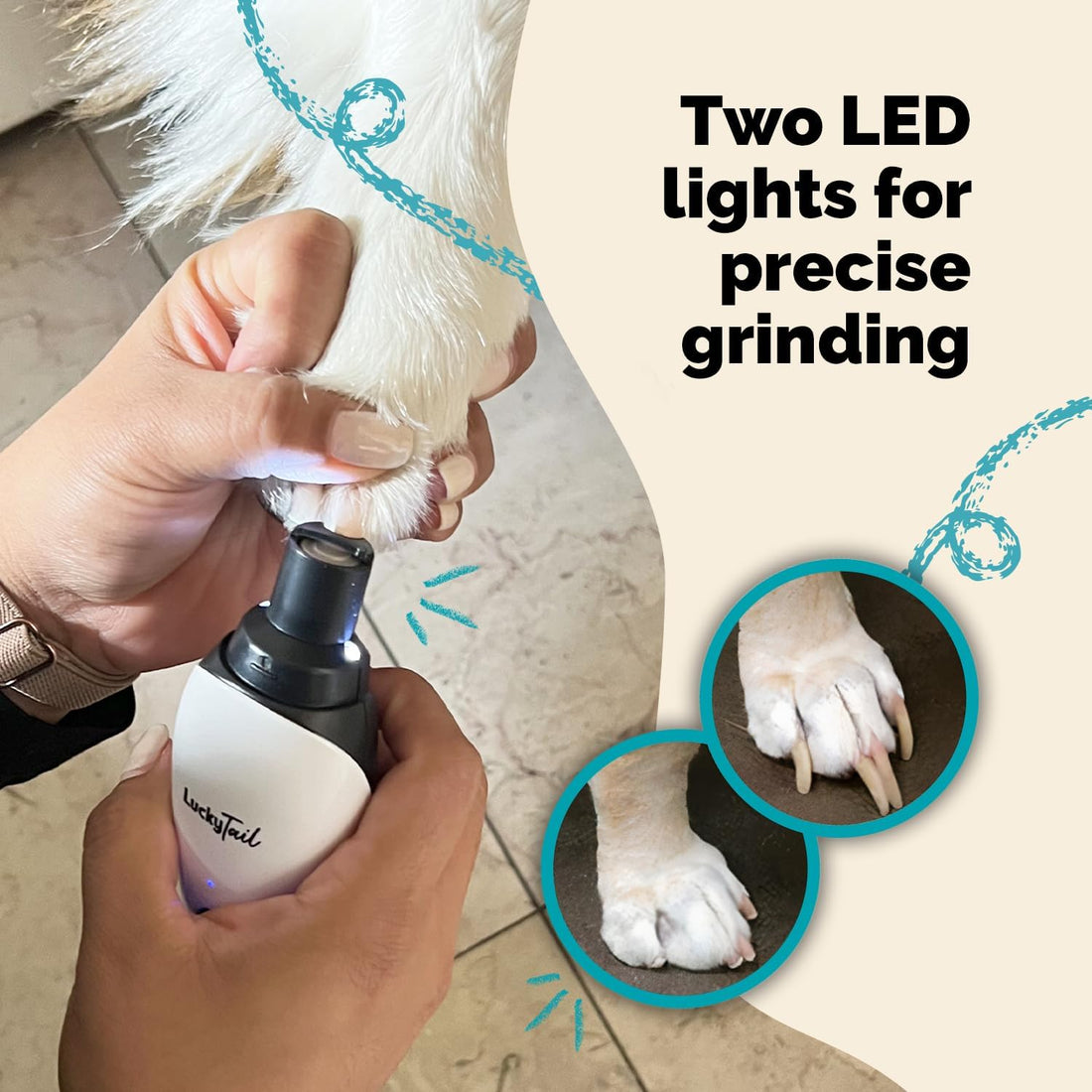 LuckyTail Dog Nail Grinder, Whisper-Quiet