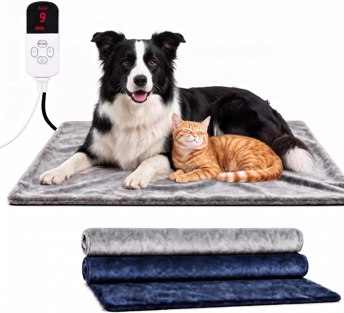 Dog & Cat Heated Bed, 9 Temp Setting & 4 Timer Dog Heating Pad