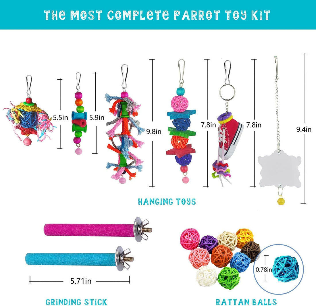 Sysmashing 23pcs Bird Parakeet Cockatiel Toys,Parrot Swing Chewing