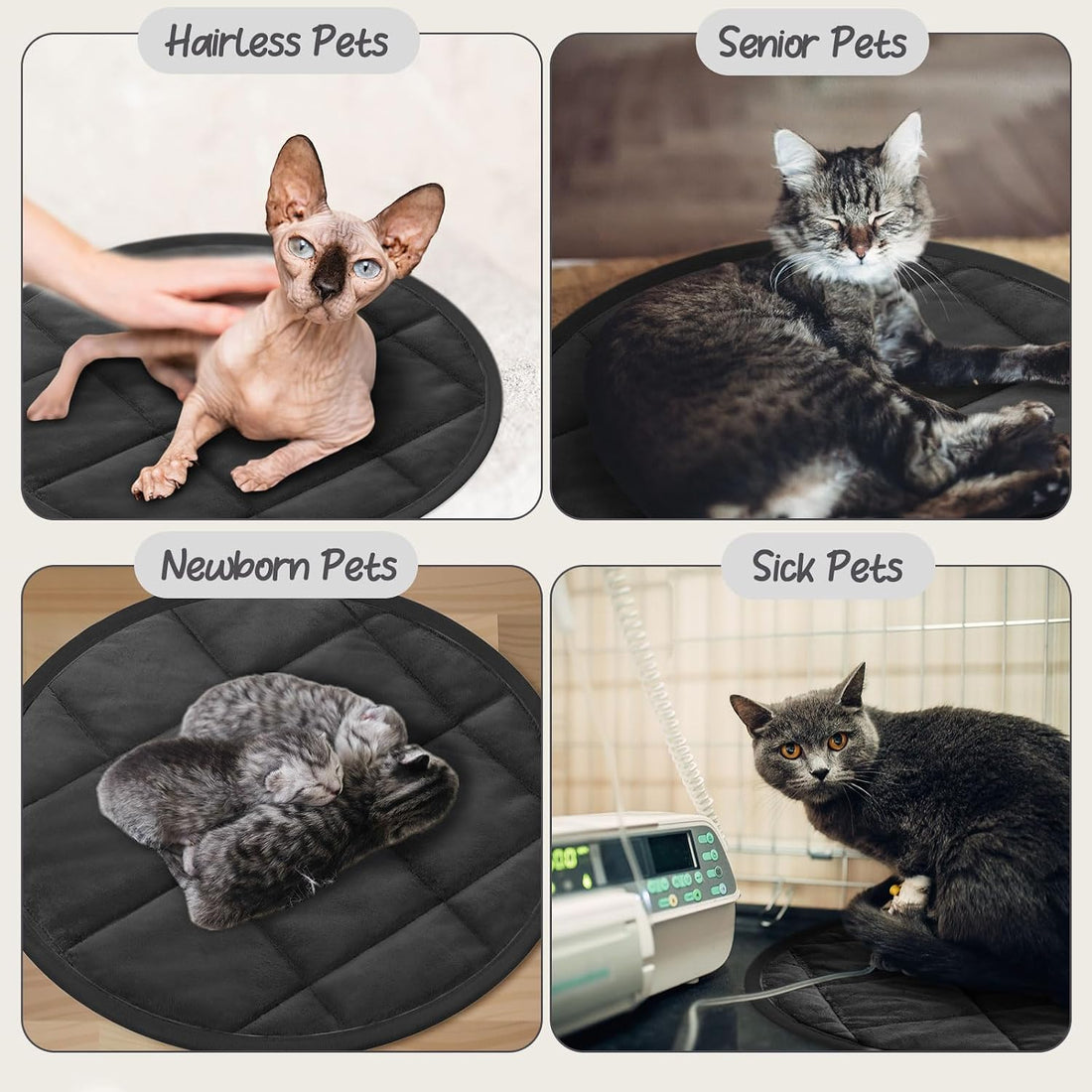 Drydiet 2 Pcs Self Warming Cat Mat Round for Cats
