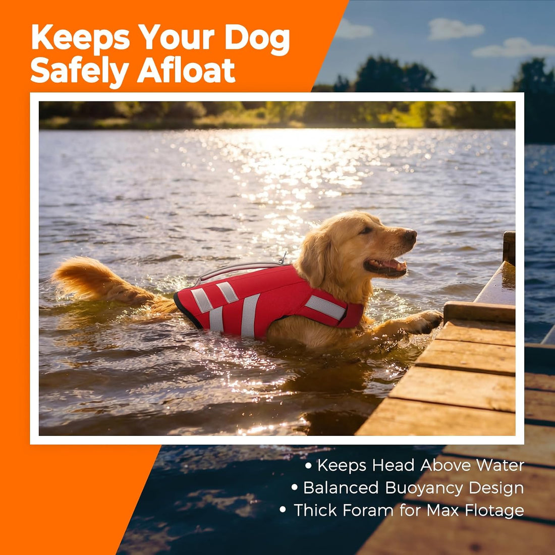 LeLePet Dog Life Jacket, High Flotation Dog Life Vest for Swimming