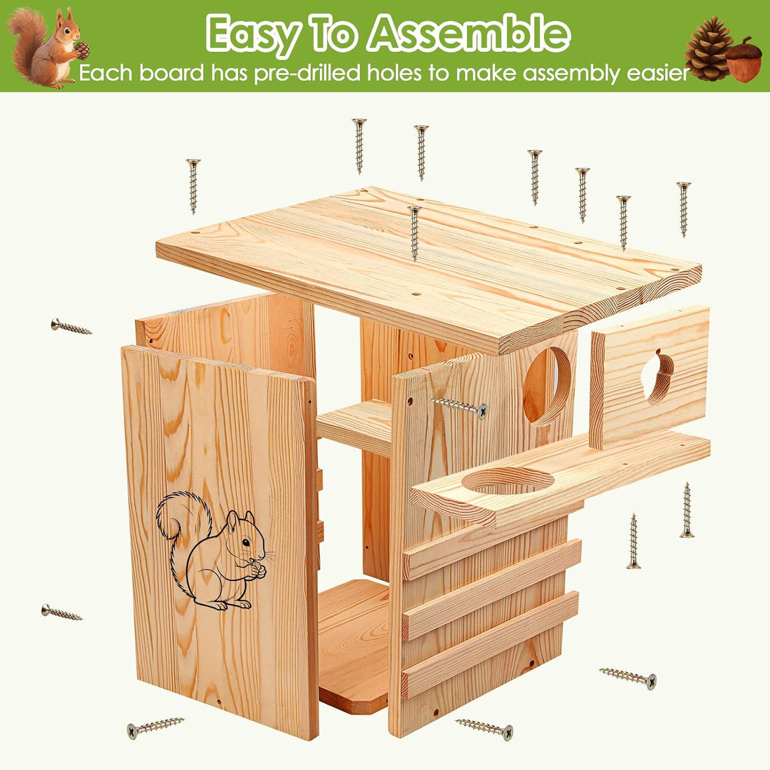Squirrel House for Outside with Predator Guard,16.5" Squirrel Nesting
