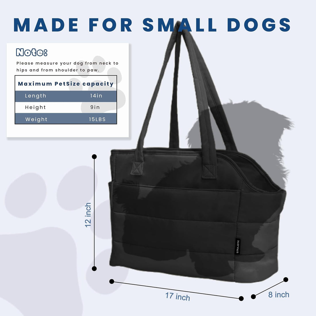 STRAODTIC Lightweight Dog Purse Carrier for Small Dogs Under 15 lbs