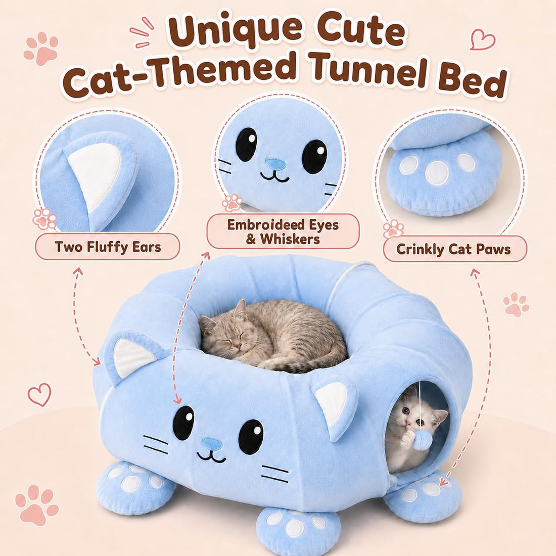 Cat Tunnel Bed with 21 Interactive Toys