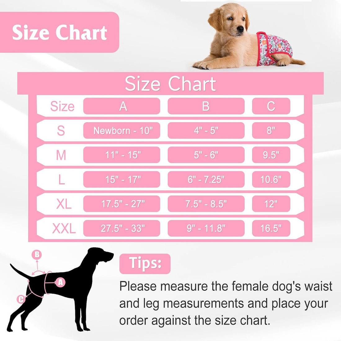 5 Pack Reusable Diapers for Doggie