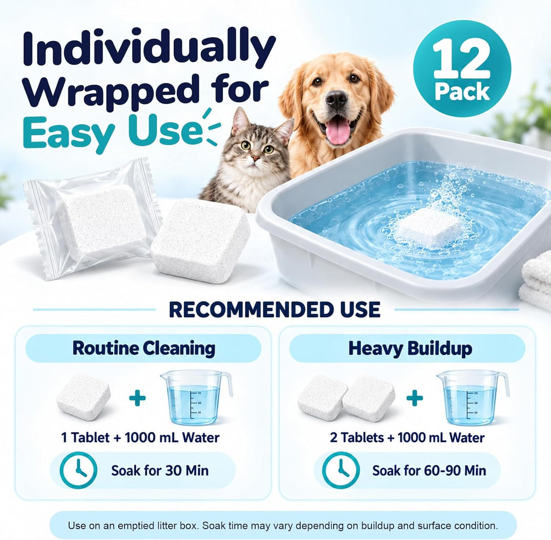 Cat Litter Box Cleaner Tablets, Stain & Odor Removal