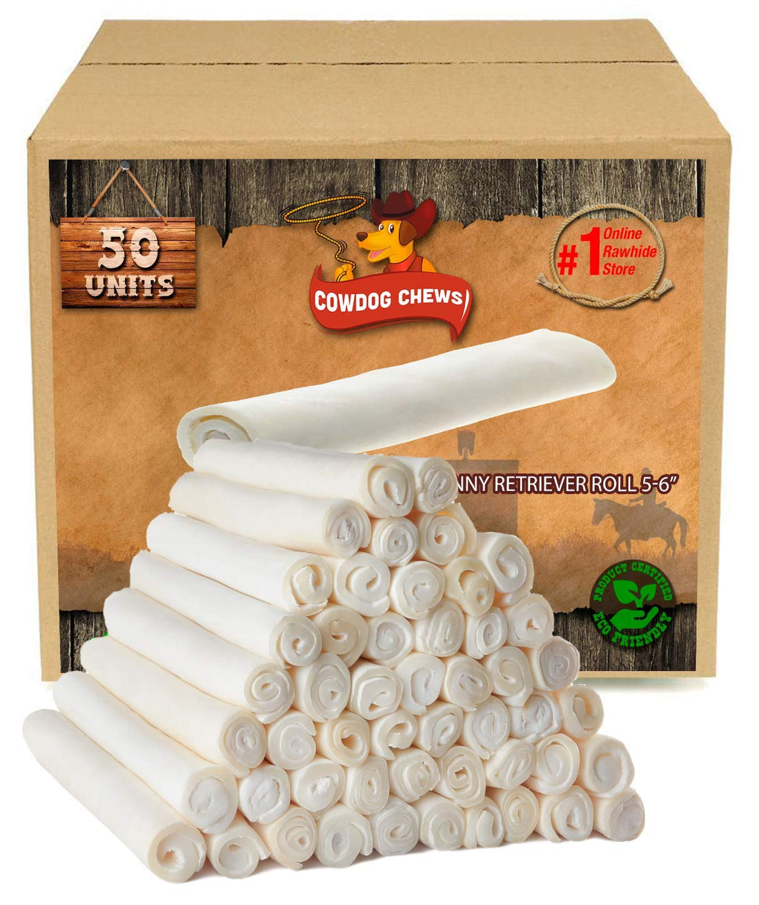 Cowdog Chews 5-6 Inches Rawhide Retriever Roll - Chewing Dog Treat