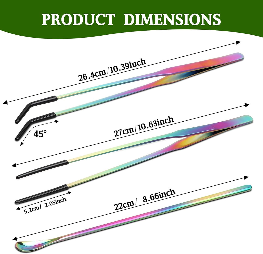 OLIISS Iridescent Reptile Feeding Tongs with Rubber Tips, 10.6"