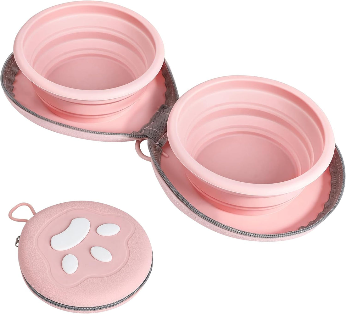 Zegcohjave 2-in-1 Collapsible Dog Bowls,Portable Dog Food and Water