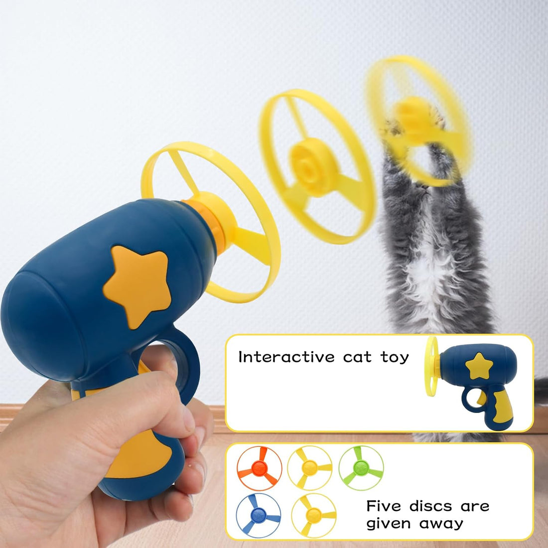 Andiker Cat Fetch Toy, Interactive Kitten Flying Disc Launcher Toy