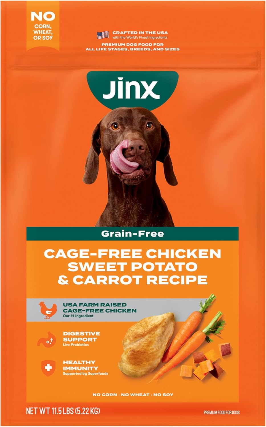 Jinx Grain Free Dry Dog Food - Real Salmon, Sweet Potato & Carrot, 4lb