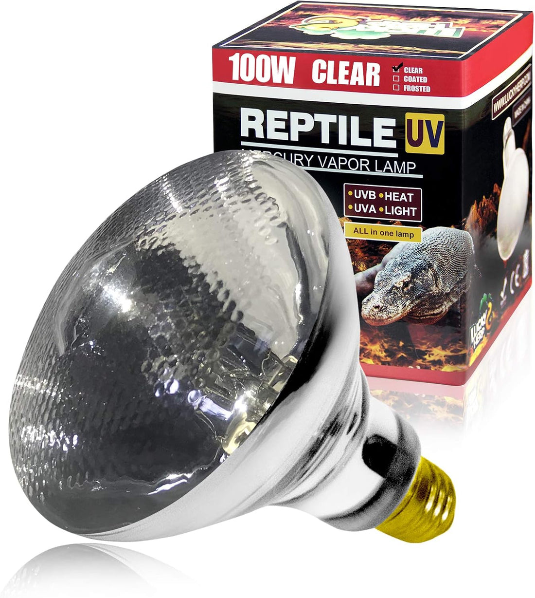 LUCKY HERP 100 Watt UVA+UVB Full Spectrum Vapor Heat Lamp Bulb