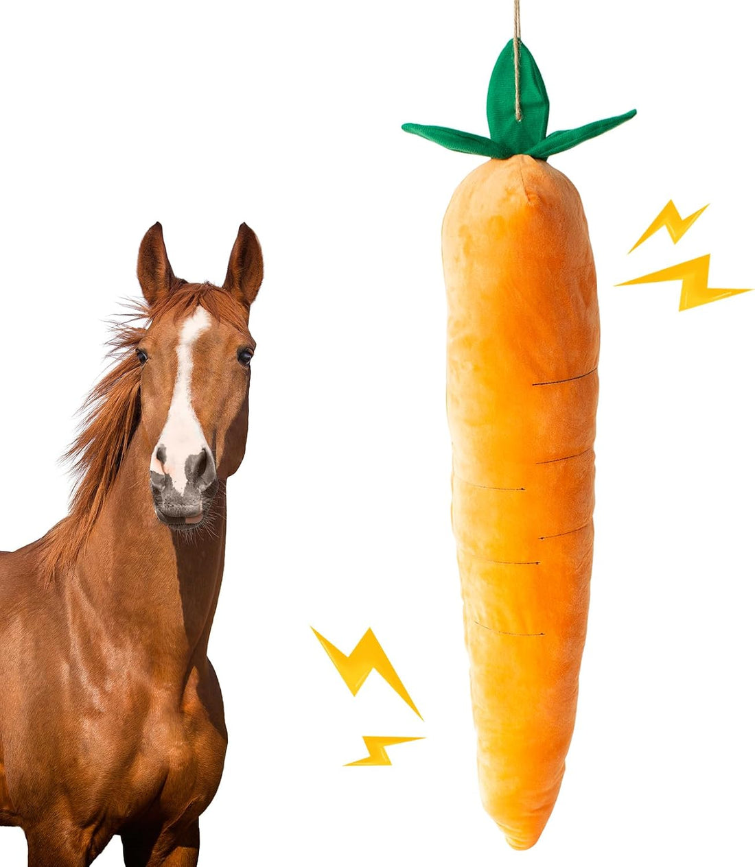 Horse Toy Plush Squeaky Carrot, Large Carrot Shaped Horse Squeaky Toy