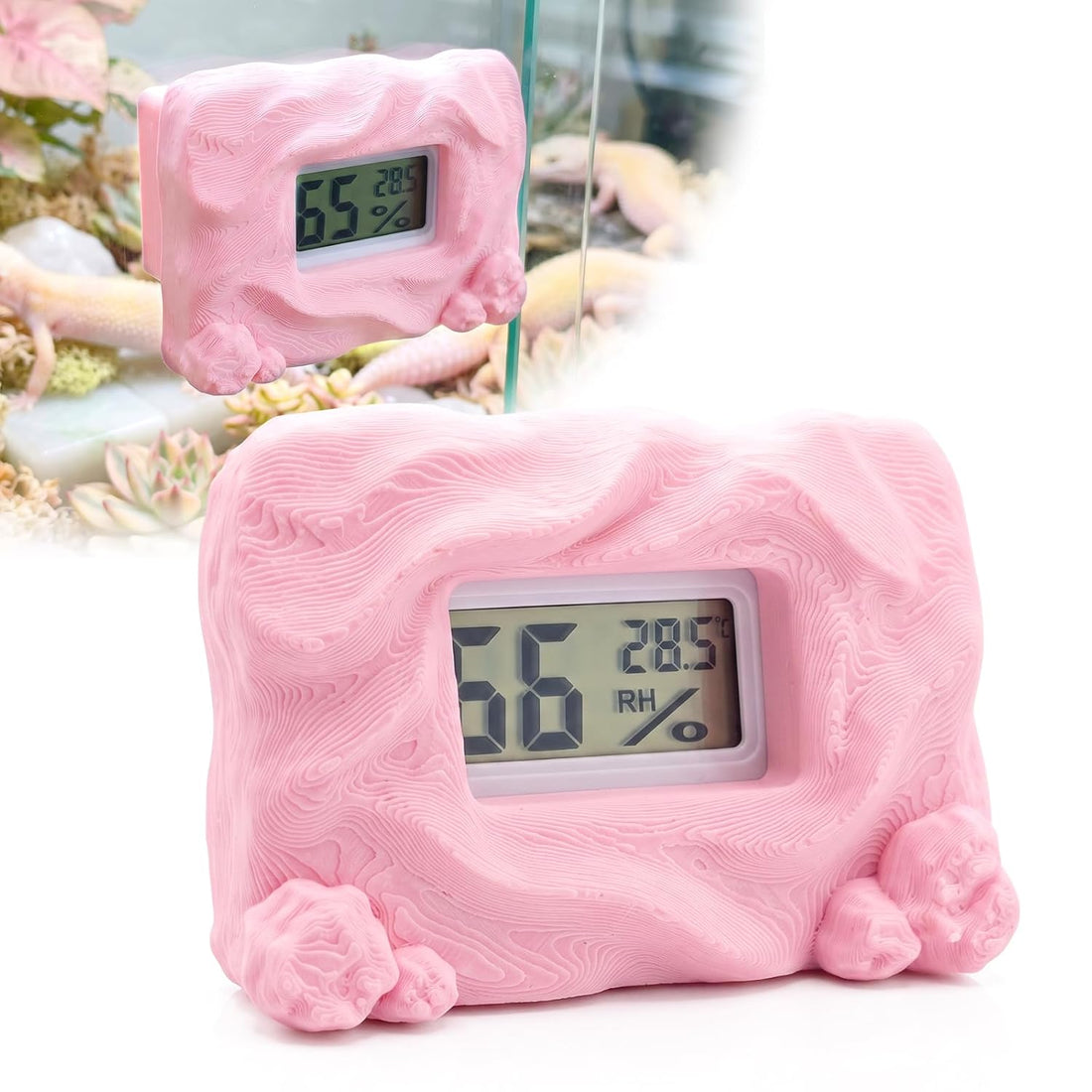 Magnetic Reptile Thermometer and Humidity Gauge, Pink