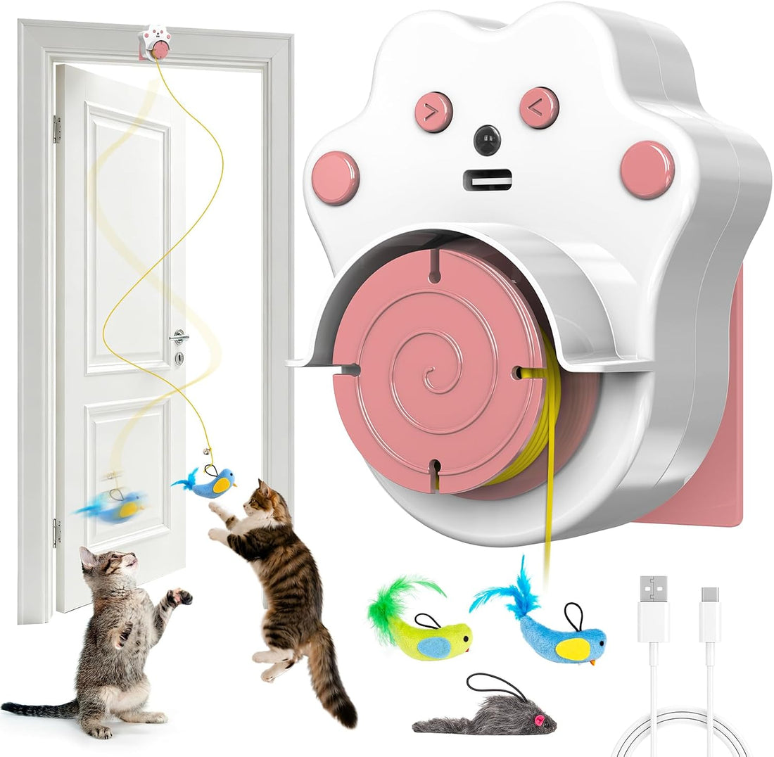 Interactive Cat Toy for Indoor Cats, Rechargeable Door Hanging Cat Toy