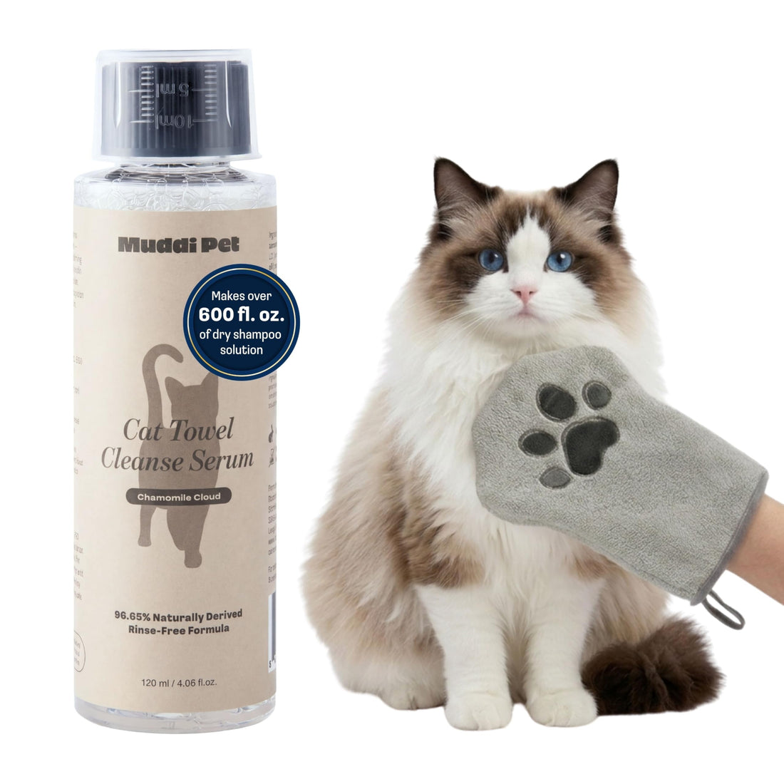 Concentrated Cat Waterless Shampoo & Conditioner with Bath Mitt