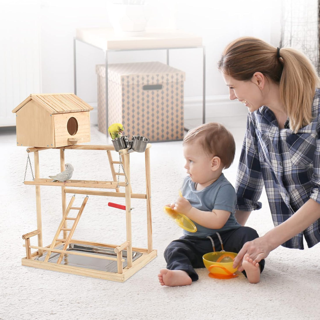 HiCaptain Large Bird Playground, 3 Layers Cockatiel Playground