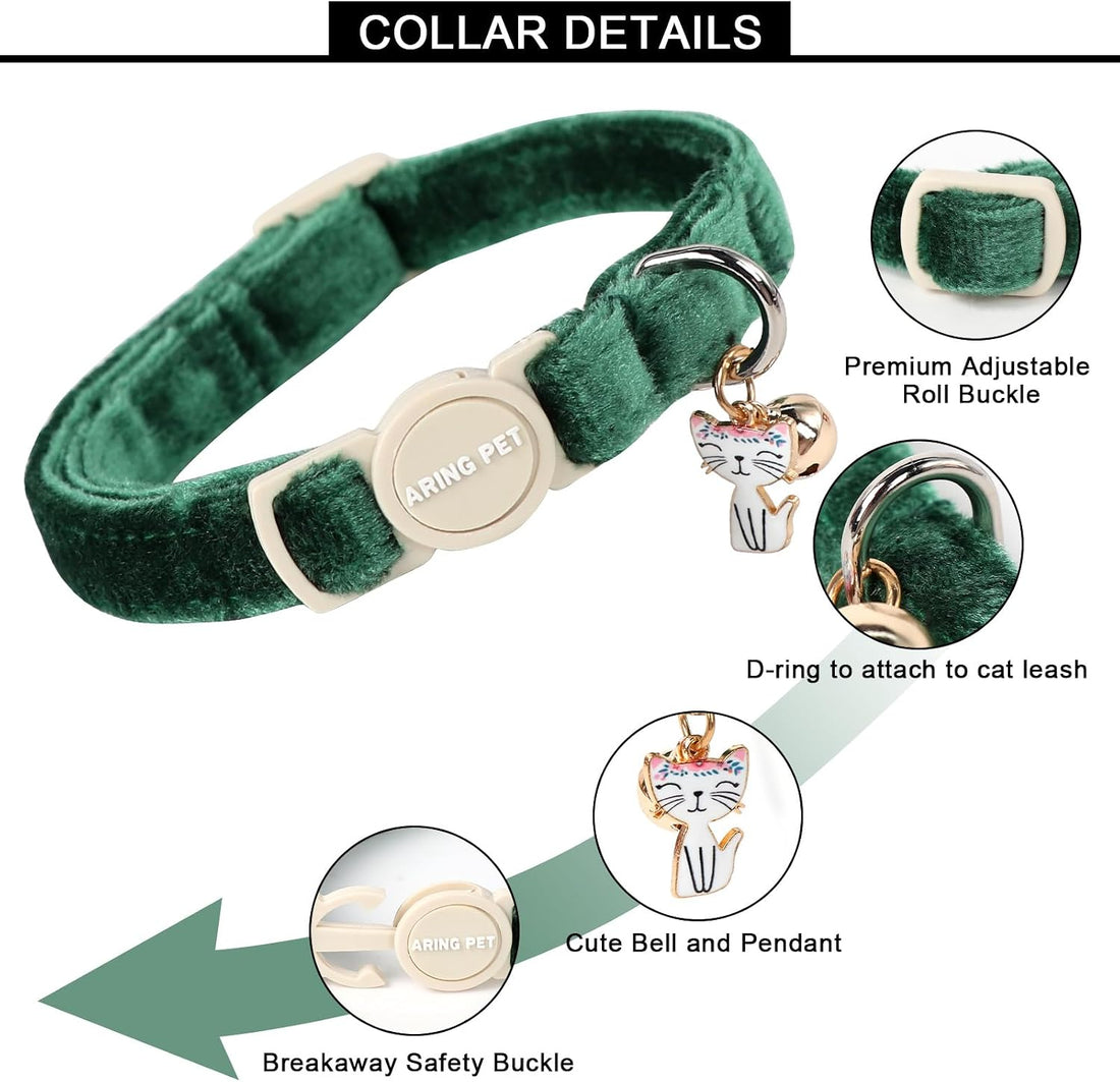 ARING PET Breakaway Cat Collars with Bell & Pendant, Set of Two