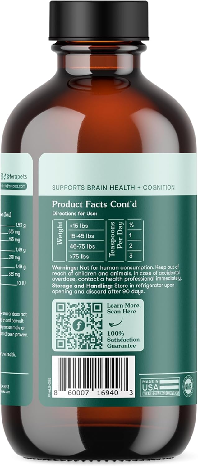 Fera Pets Algae Oil - Cats & Dogs Omega 3 Oil - Vegan - Immune, Heart