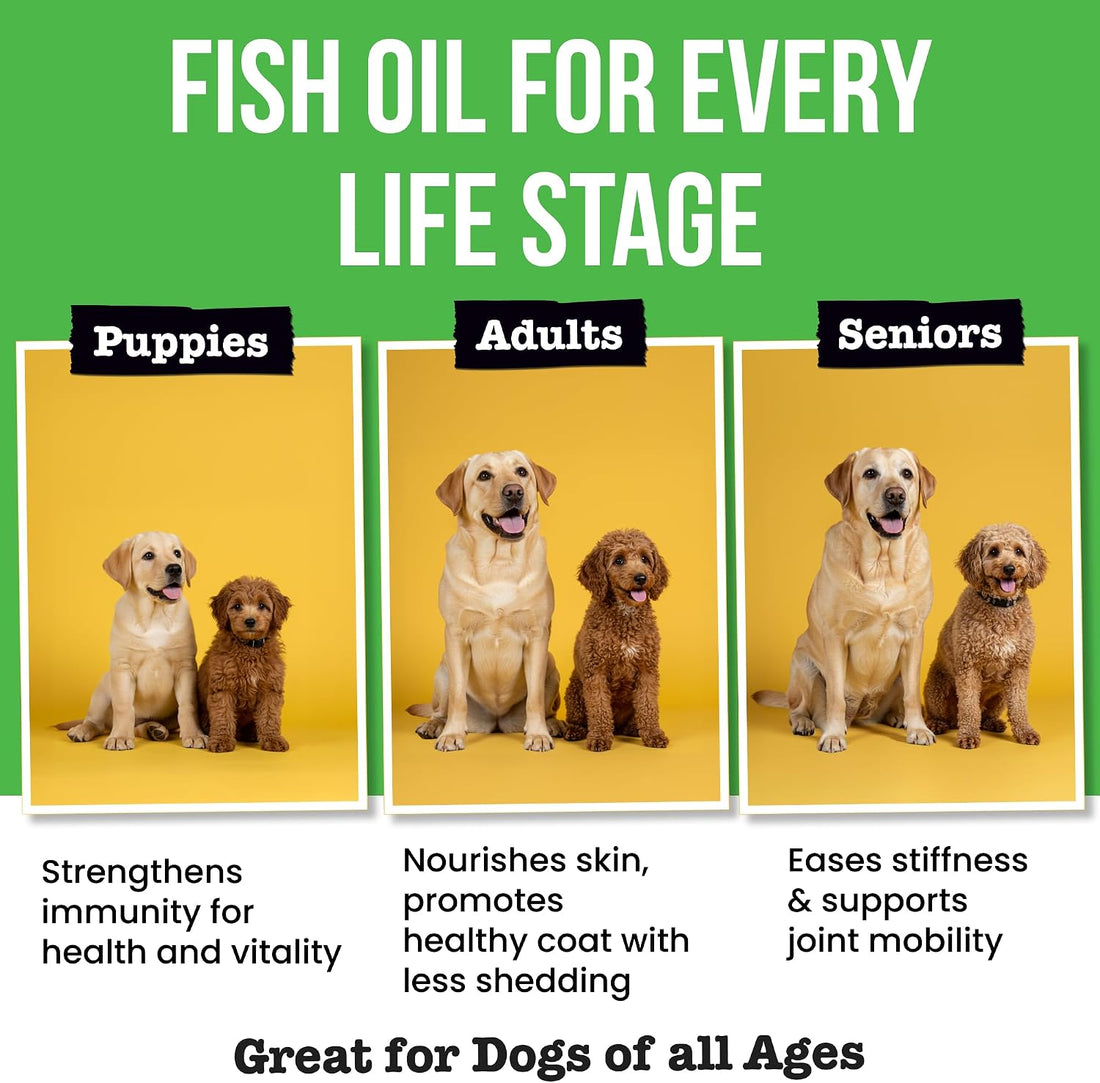Omega 3 Fish Oil for Dogs - Made with Wild Alaskan Salmon Oil