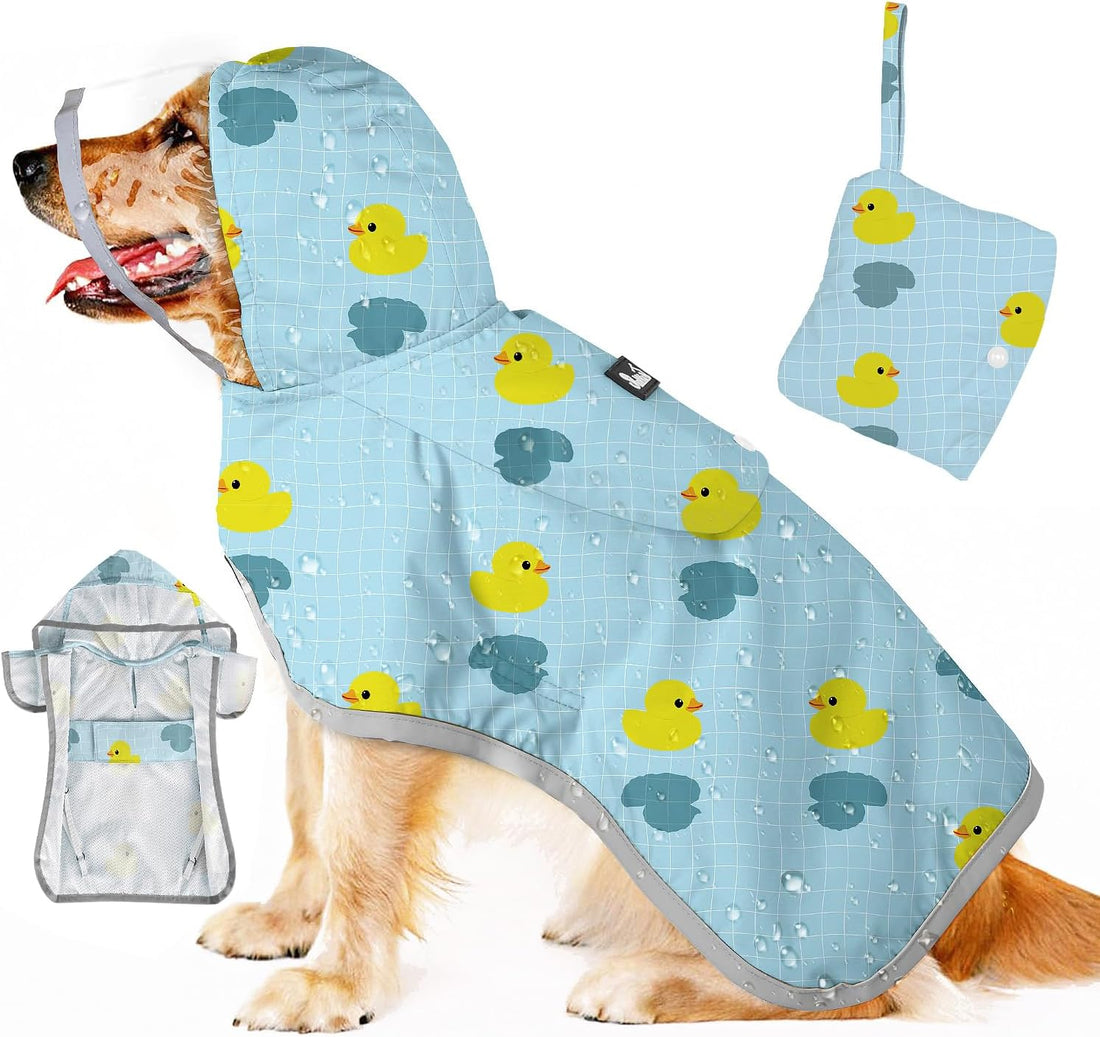SlowTon Dog Raincoat, Waterproof Dog Rain Jacket with Clear Hooded