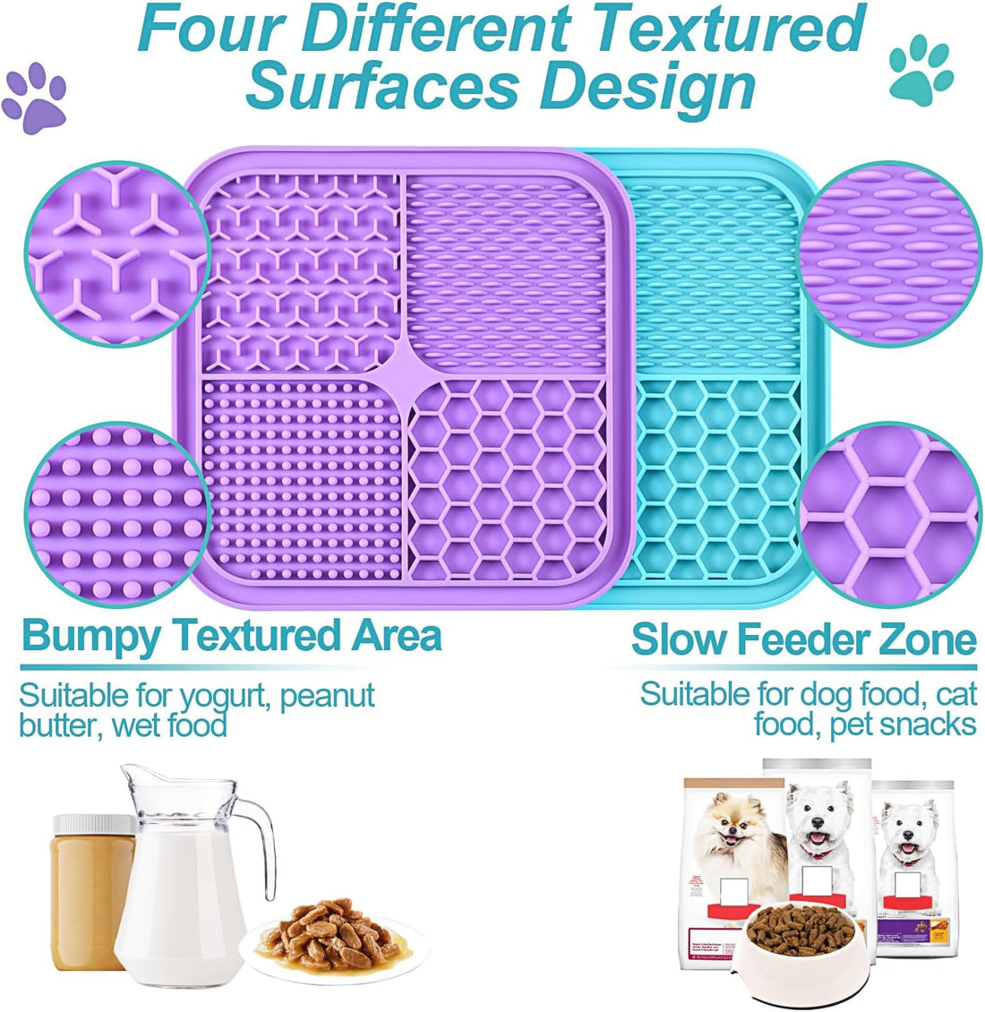 2PCS Licking Mat for Dogs with Suction Cups