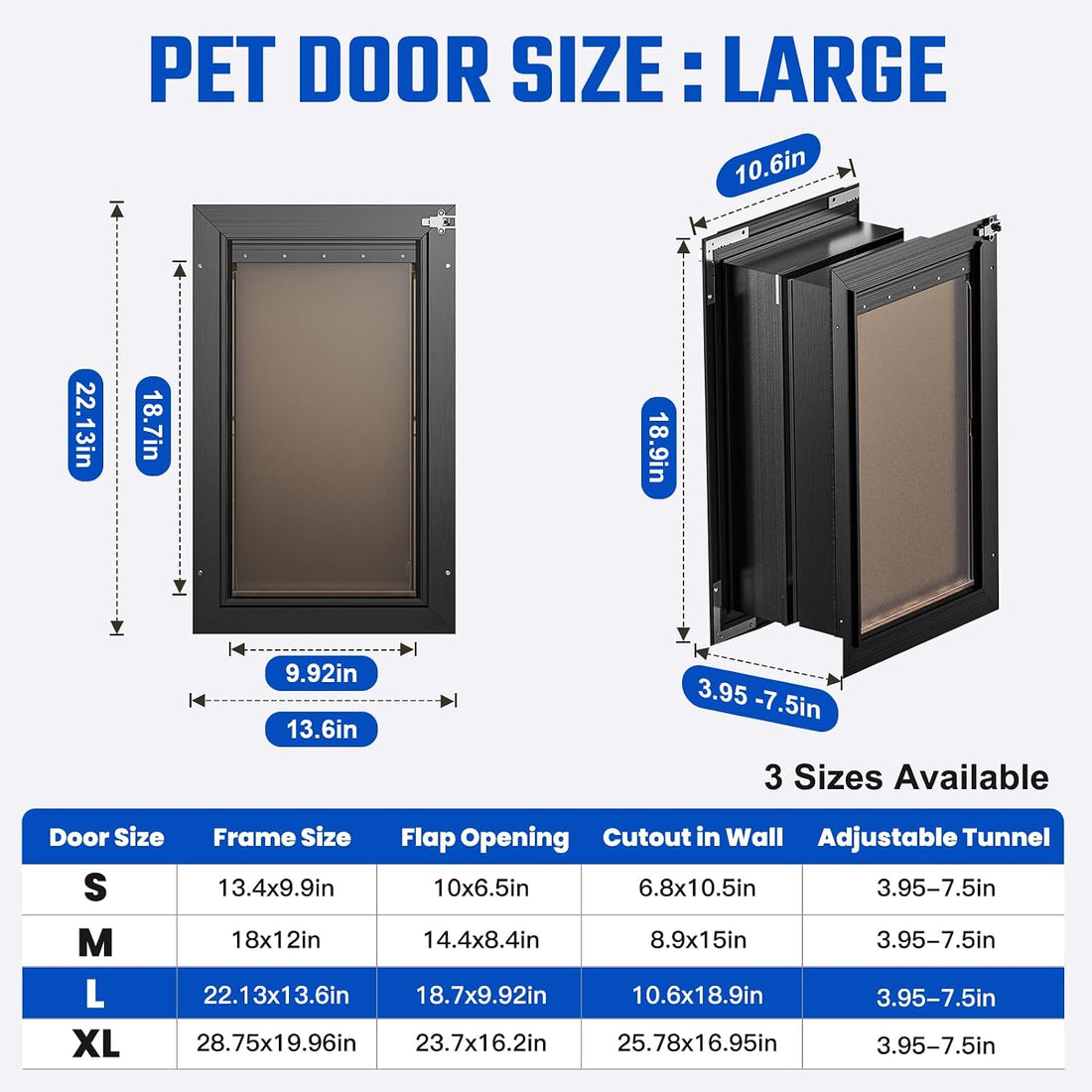 Dog Door for Wall, All Aluminum Large Doggy Door Doggie door