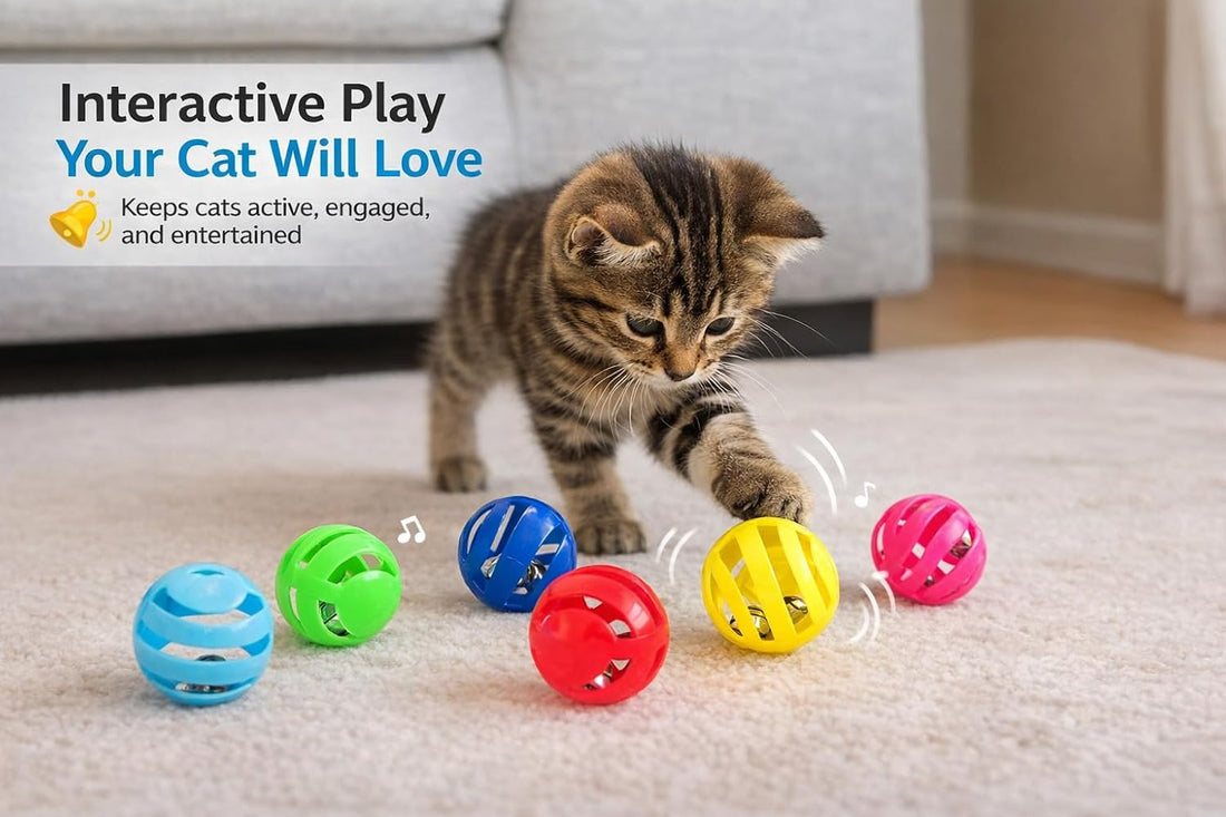 bulk buys Balls with Bells Cat Toys Set, Medium Breeds