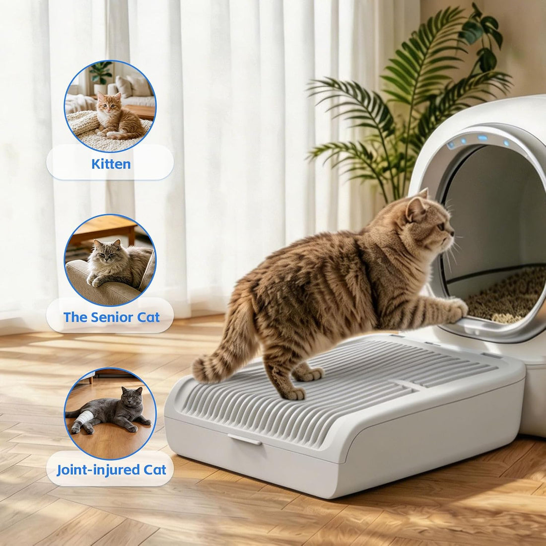 Litter Box Step for Cats, 15.2"ร12.3" Wide Litter Box Ramp Non-Slip