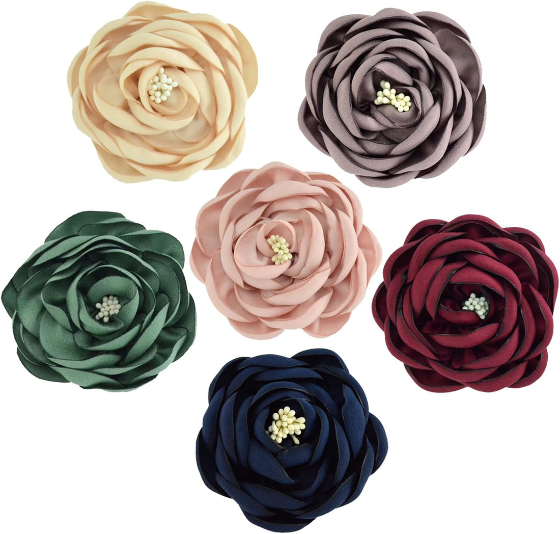 6 Pcs Dog Collar Accessories Slide-On Satin Flower Charms