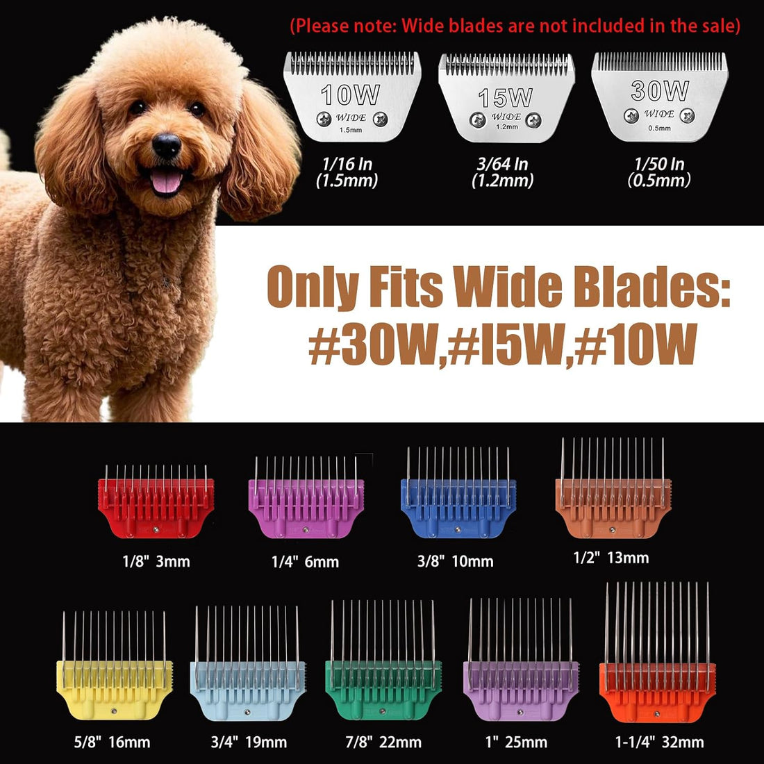 Dog Animal Stainless Steel Wide Clipper Attachment Guard Comb Set