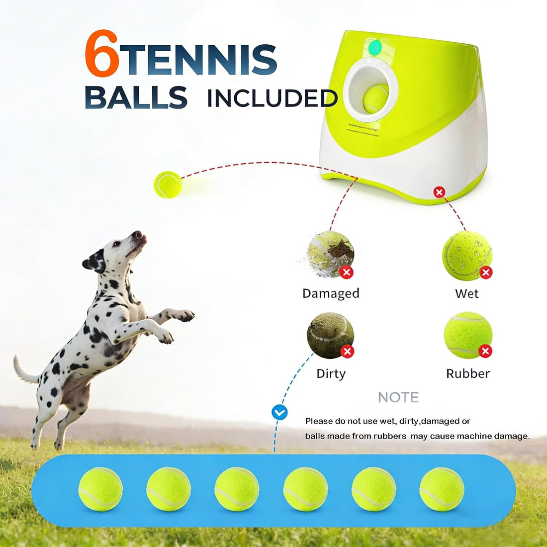 OYE Dog Ball Launcher, Automatic Balls Thrower with 6 Balls for Dog