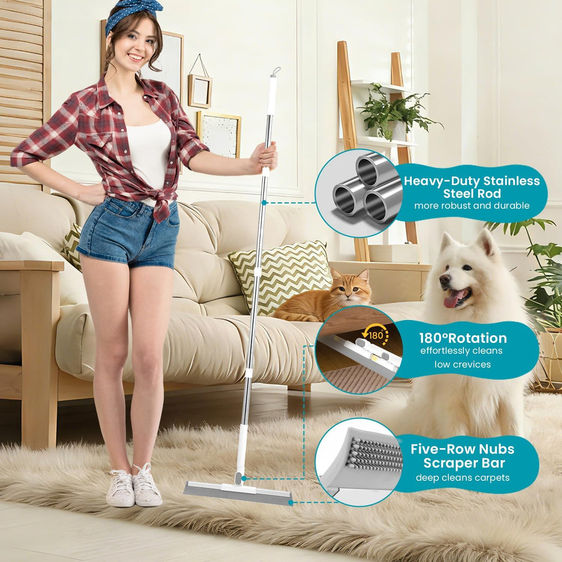 Carpet Rake for Pet Hair Removal Tool