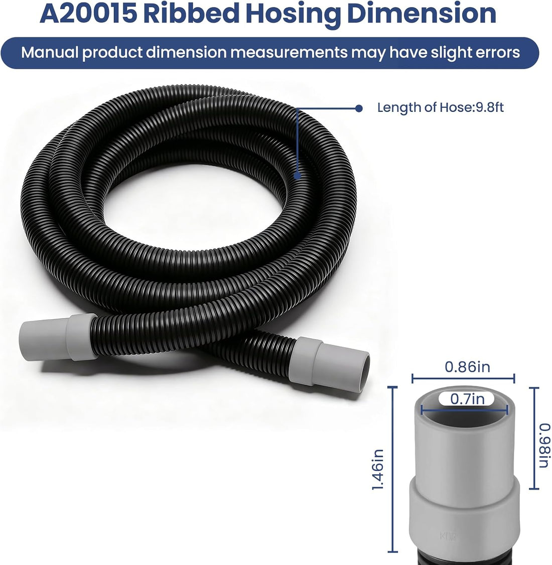 A20015 Ribbed Hosing, 9.8Ft Replacement Hose