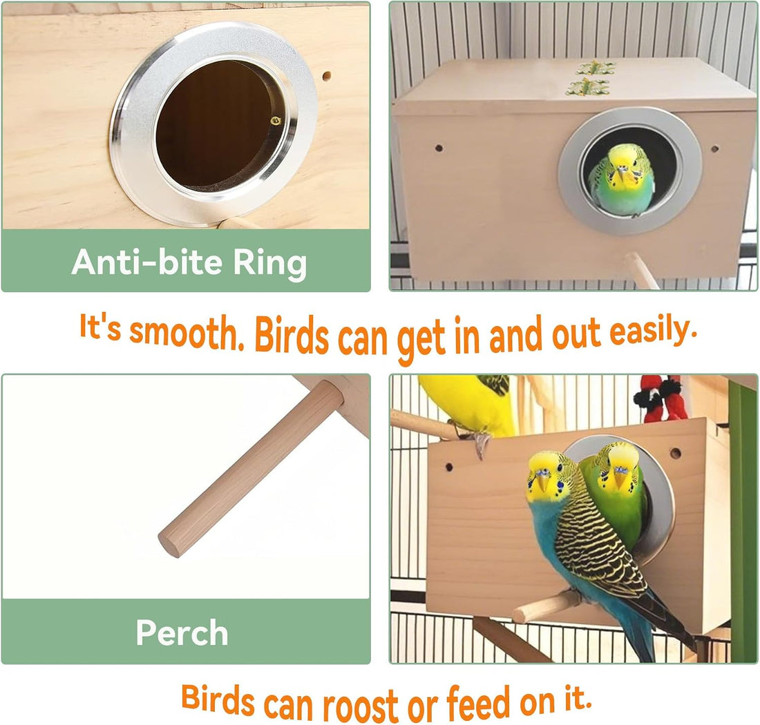JSLZF Parakeet Nesting Box, Bird Nest Box with Perch for Parrot