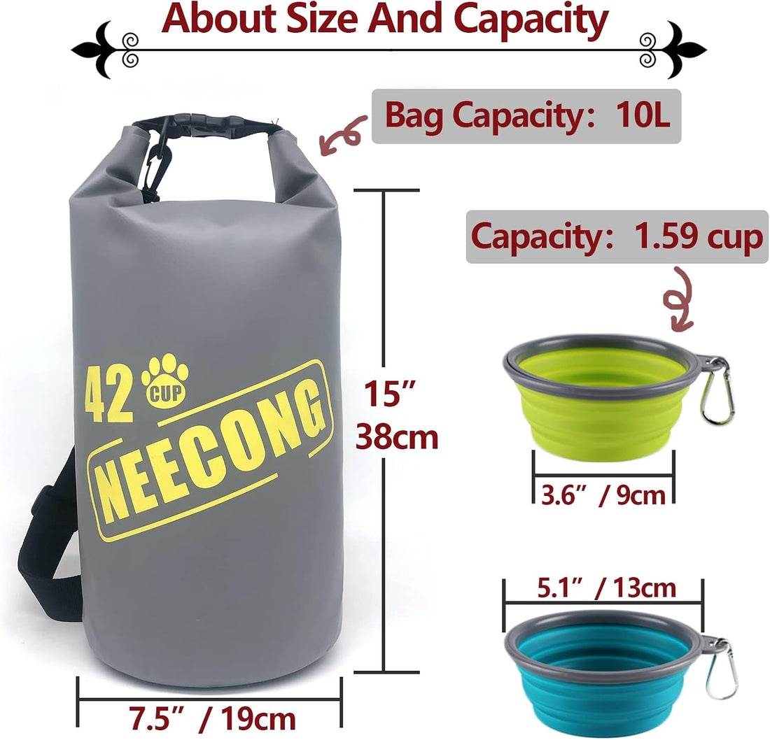 NEECONG Dog Food Travel Bag With Collapsible Travel Bowls