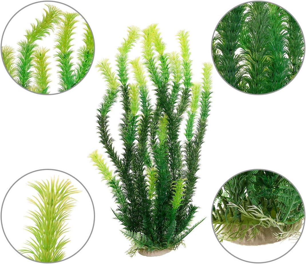 17" Plastic Water Plant for Aquarium Fish Tank Ornament, Rhodo