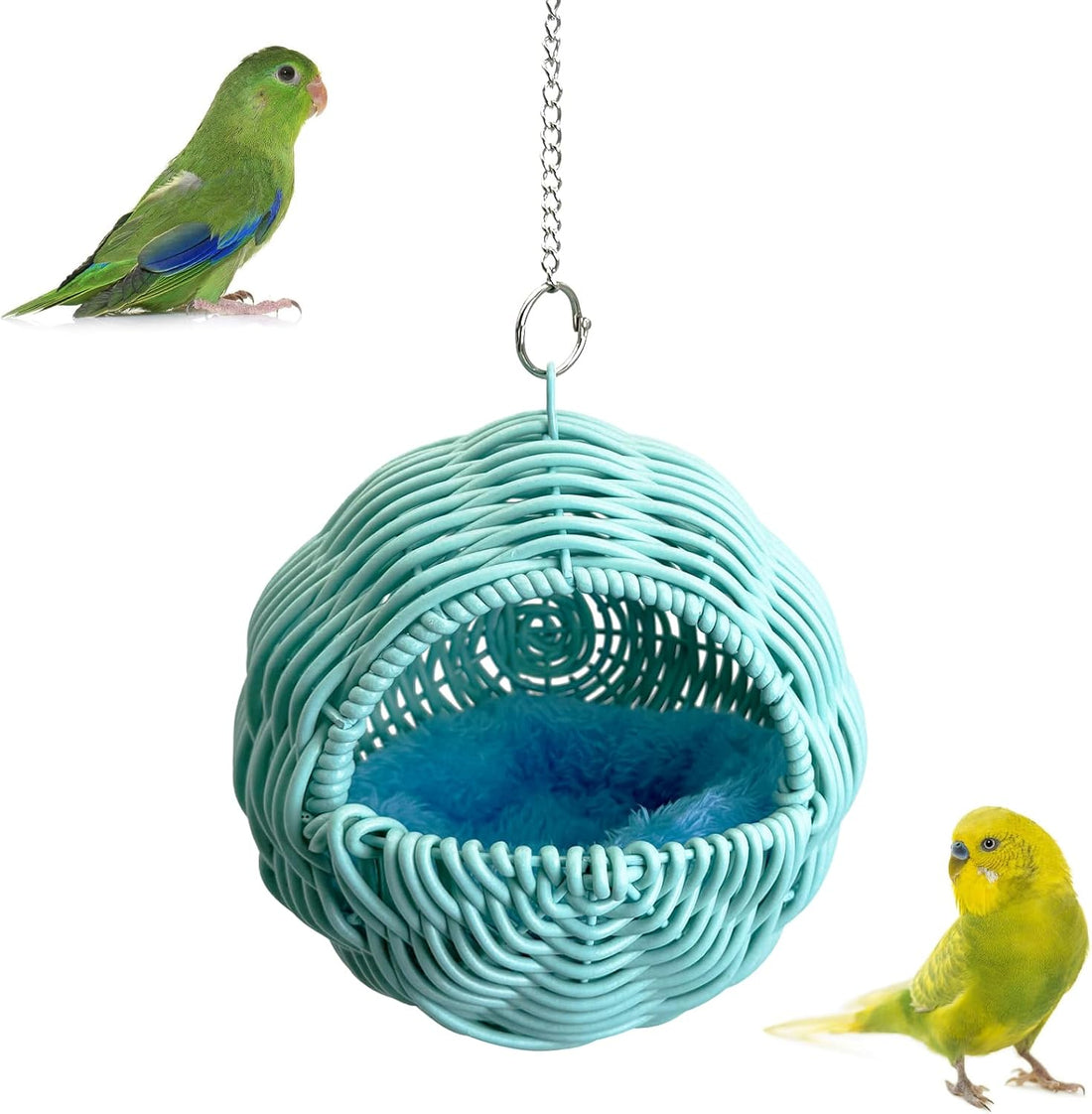 BNOSDM Bird Nest with Soft Pad Hanging Small Parrot Bed Set (Blue)