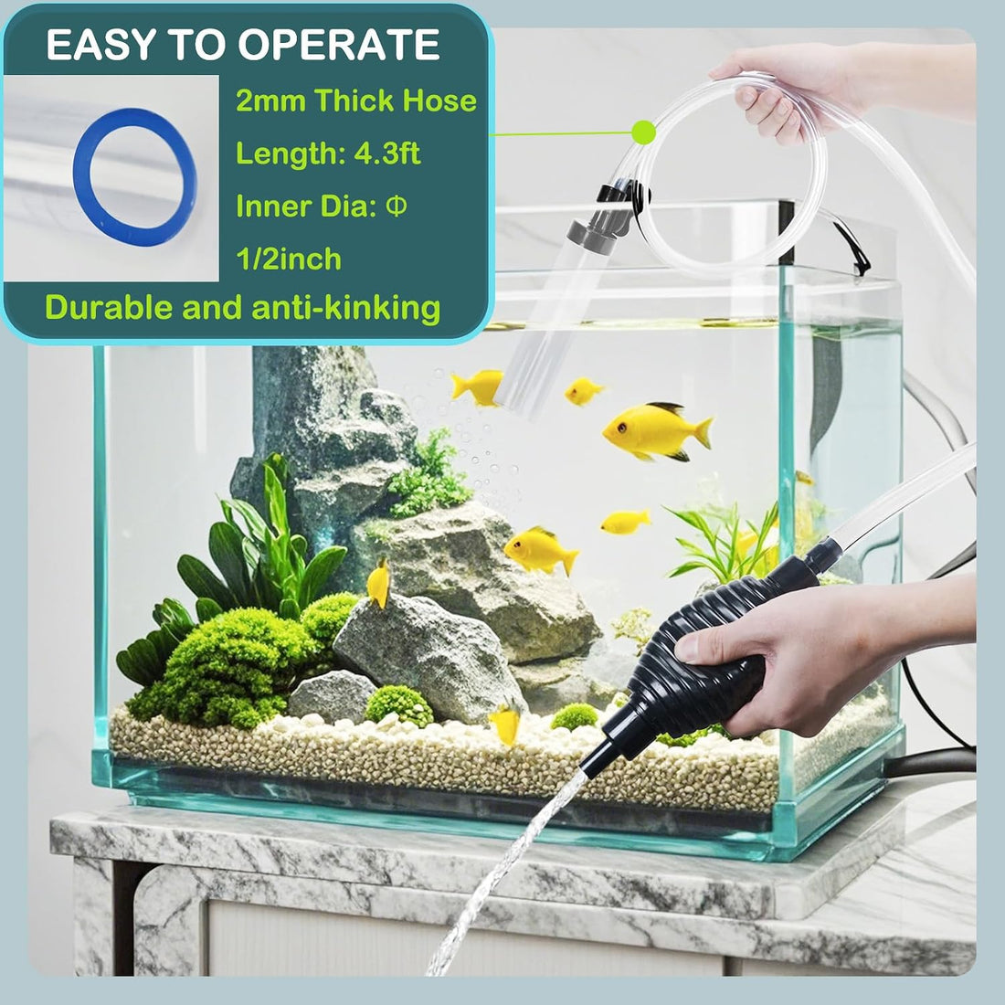 4.3ft Aquarium Siphon Vaccum Cleaner Fish Tank Water Changer Kit