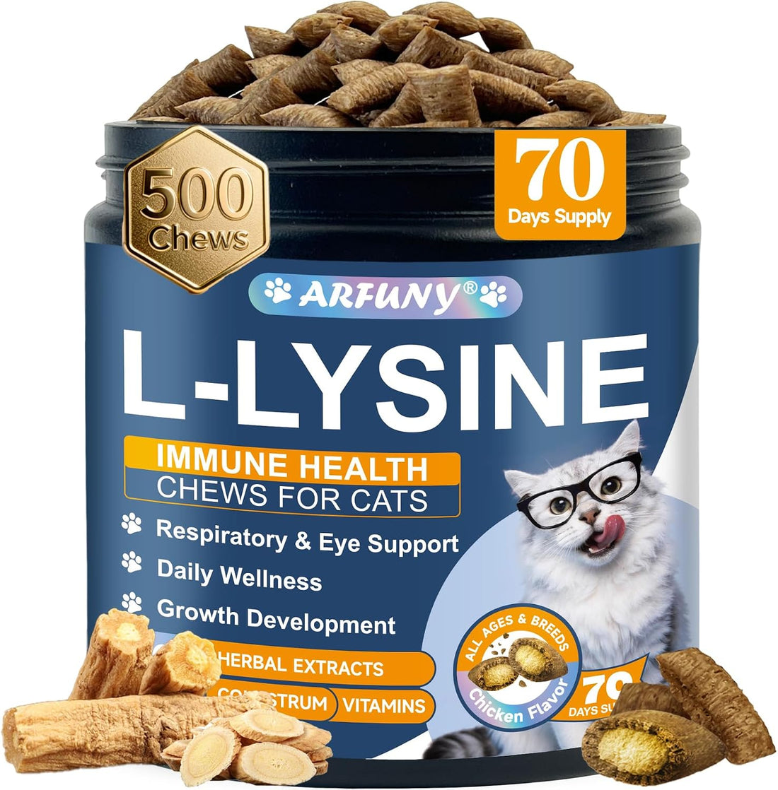 L-Lysine for Cats, Support Immune System, Respiratory, Eye Health