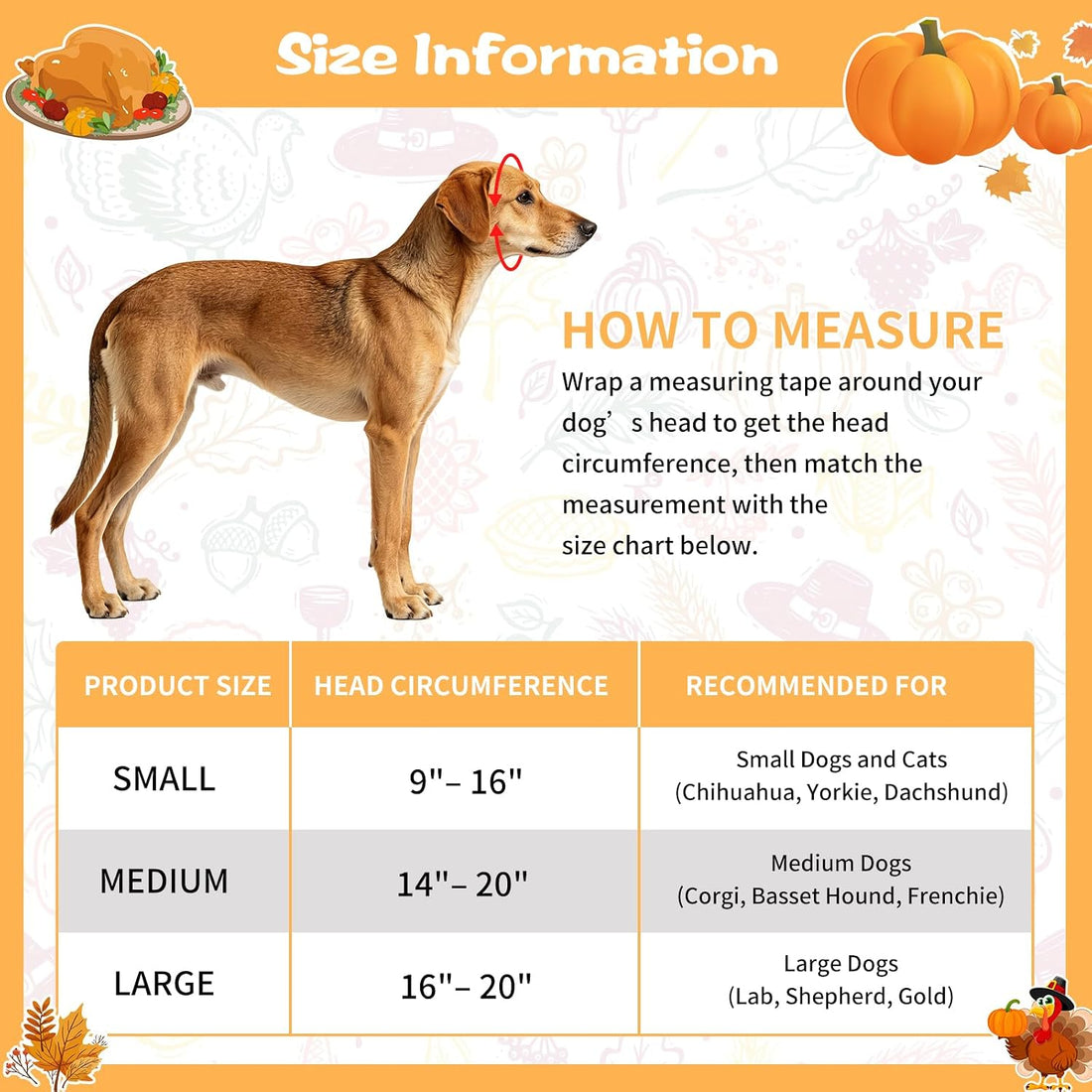 BWOGUE Medium Dog Thanksgiving Turkey Adjustable Party Hat